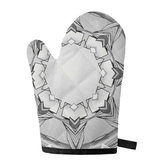 White Kaleidoscope Print Single Oven Mitt