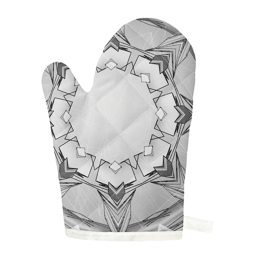 White Kaleidoscope Print Single Oven Mitt