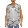 White Kaleidoscope Print Sleeveless Baseball Jersey