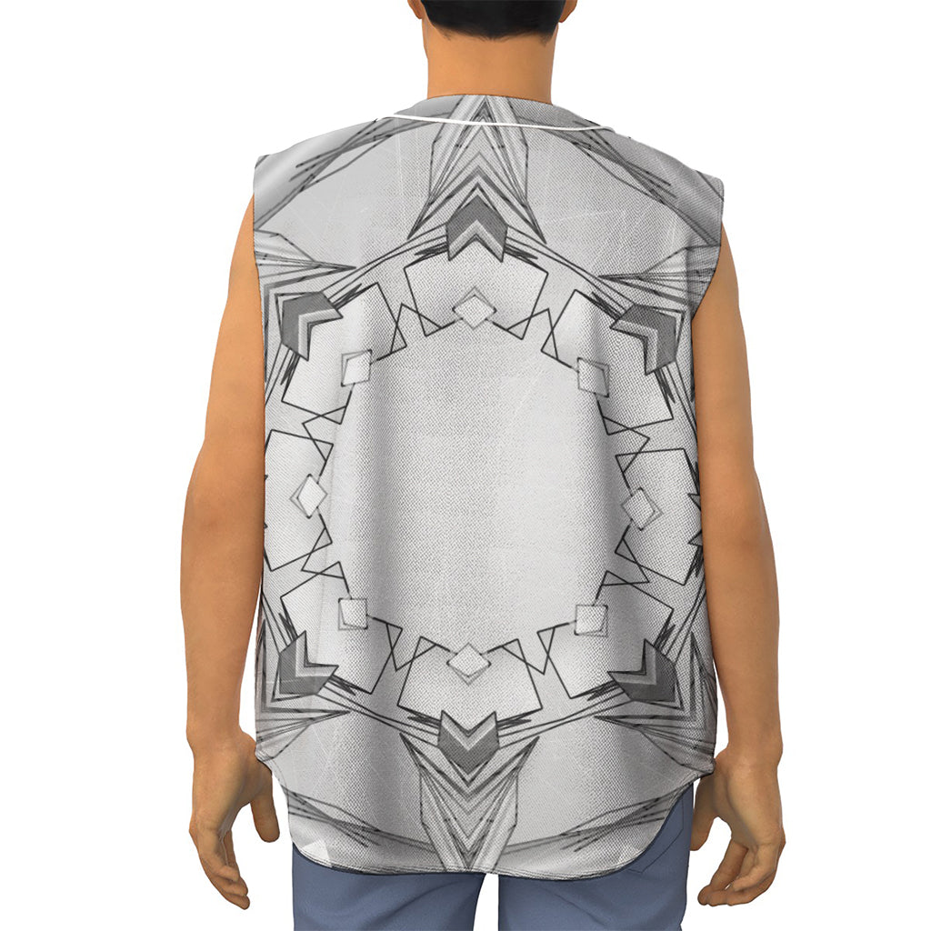 White Kaleidoscope Print Sleeveless Baseball Jersey