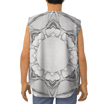 White Kaleidoscope Print Sleeveless Baseball Jersey