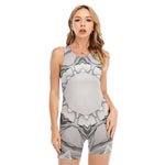 White Kaleidoscope Print Sleeveless One Piece Swimsuit