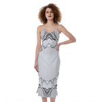 White Kaleidoscope Print Slim Fit Midi Cami Dress