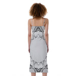 White Kaleidoscope Print Slim Fit Midi Cami Dress