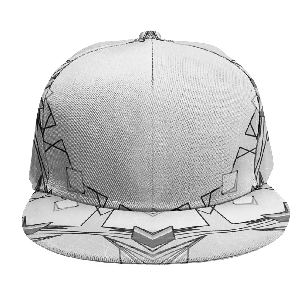 White Kaleidoscope Print Snapback Cap