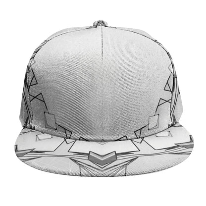 White Kaleidoscope Print Snapback Cap