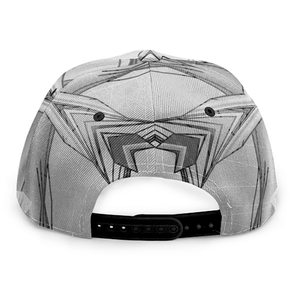 White Kaleidoscope Print Snapback Cap
