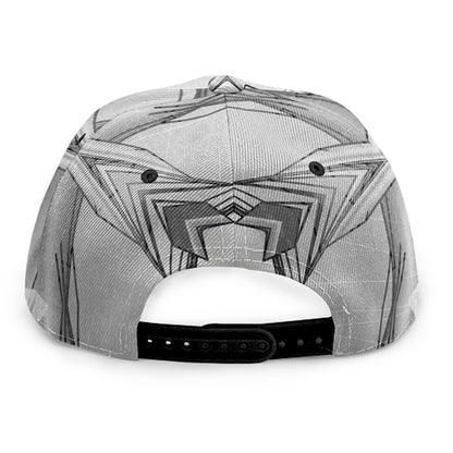White Kaleidoscope Print Snapback Cap
