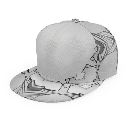 White Kaleidoscope Print Snapback Cap