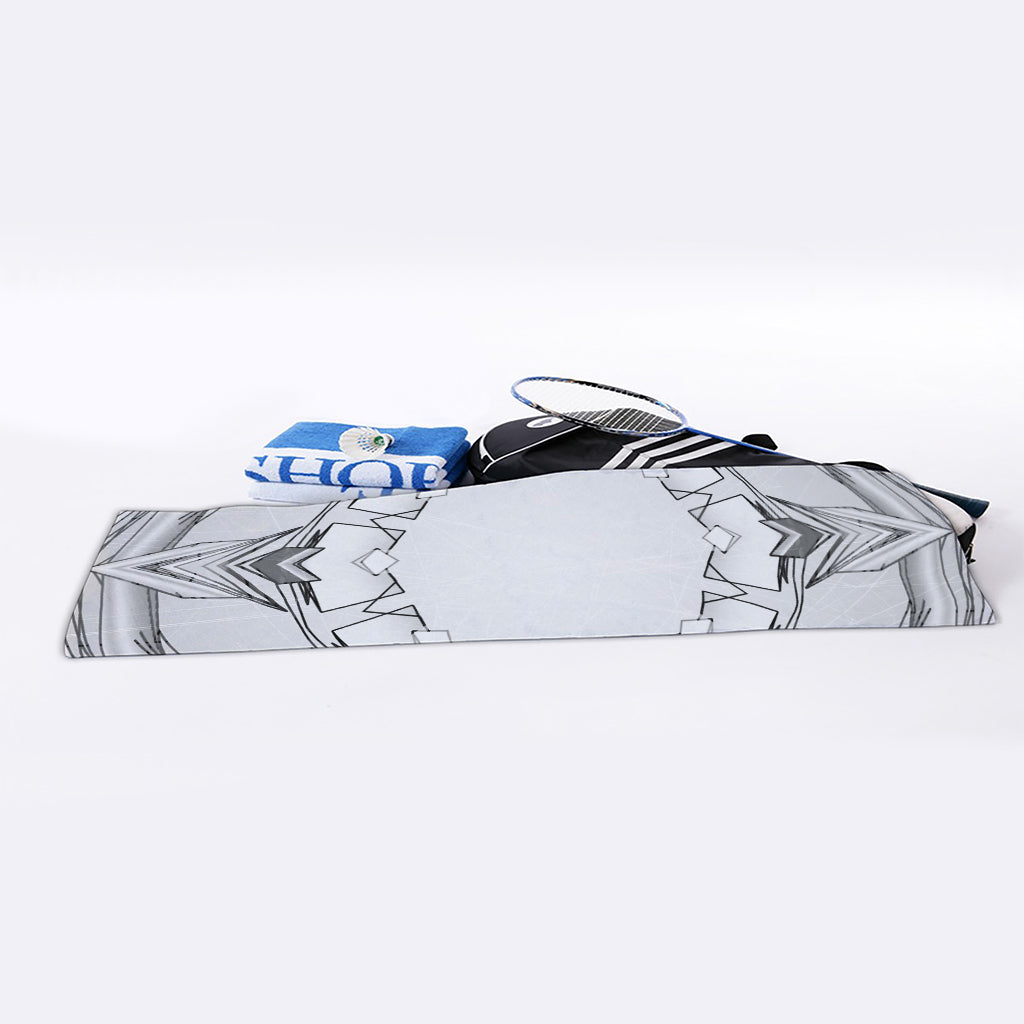 White Kaleidoscope Print Sports Towel