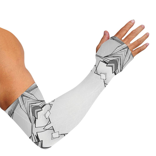 White Kaleidoscope Print Sun Protection Arm Sleeves
