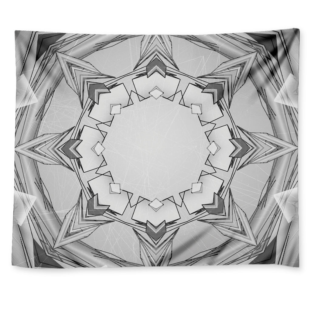 White Kaleidoscope Print Tapestry
