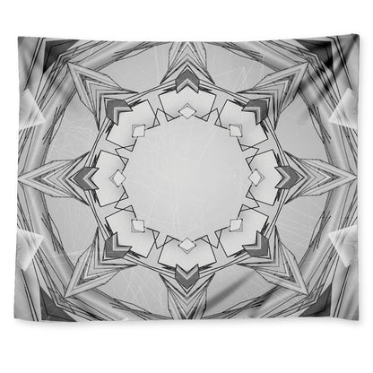 White Kaleidoscope Print Tapestry