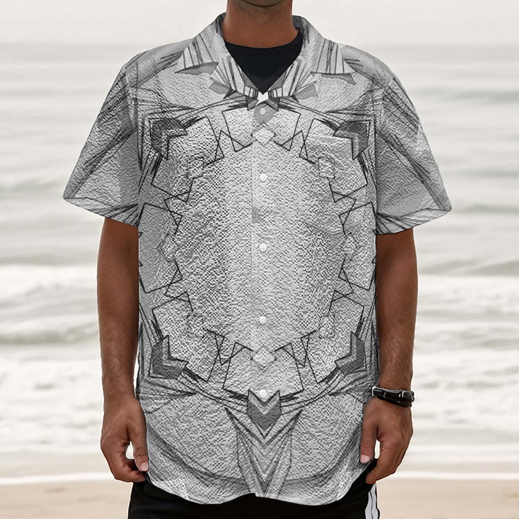 White Kaleidoscope Print Textured Short Sleeve Shirt