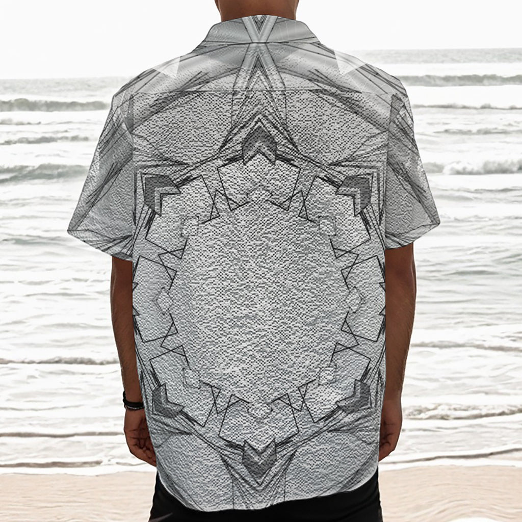 White Kaleidoscope Print Textured Short Sleeve Shirt