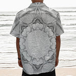 White Kaleidoscope Print Textured Short Sleeve Shirt