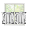 White Kaleidoscope Print Tier Curtains