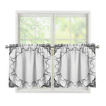 White Kaleidoscope Print Tier Curtains