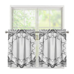 White Kaleidoscope Print Tier Curtains