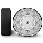 White Kaleidoscope Print Tire Cover With Camera Hole