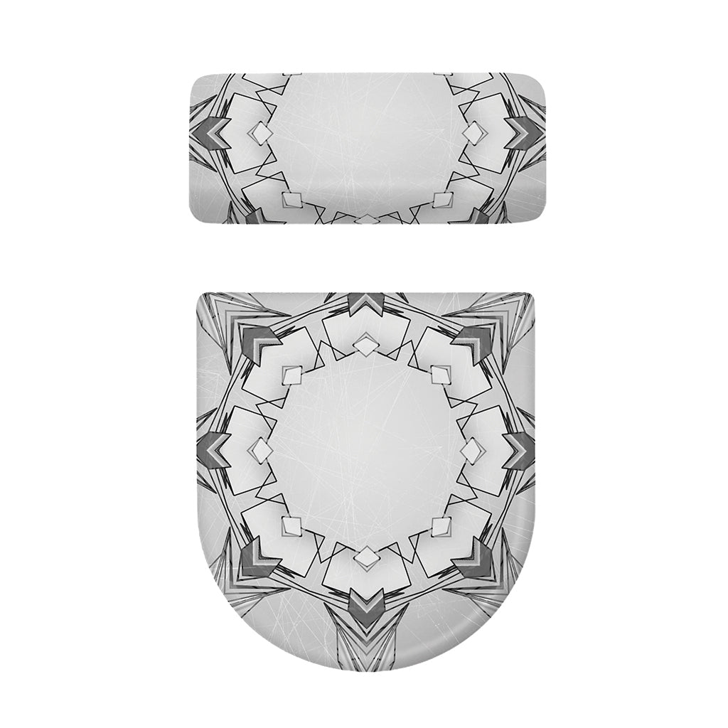 White Kaleidoscope Print Toilet Lid And Tank Cover Set