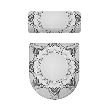White Kaleidoscope Print Toilet Lid And Tank Cover Set