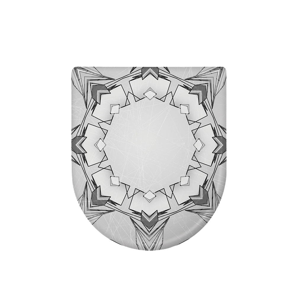 White Kaleidoscope Print Toilet Lid Cover