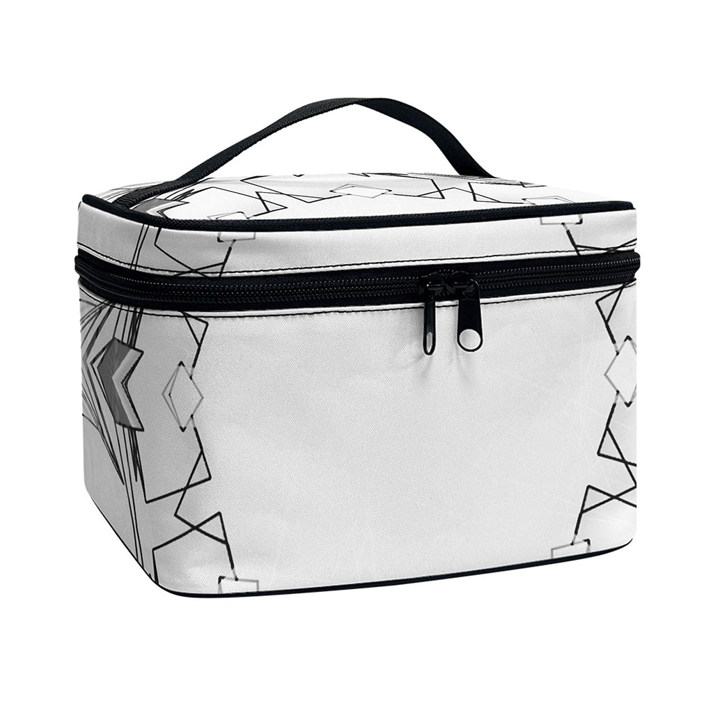 White Kaleidoscope Print Travel Makeup Bag