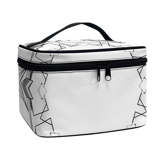 White Kaleidoscope Print Travel Makeup Bag