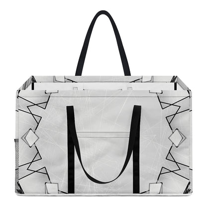 White Kaleidoscope Print Utility Tote Bag