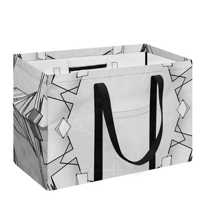 White Kaleidoscope Print Utility Tote Bag