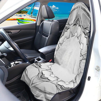 White Kaleidoscope Print Waterproof Car Seat Cover