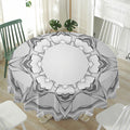 White Kaleidoscope Print Waterproof Round Tablecloth