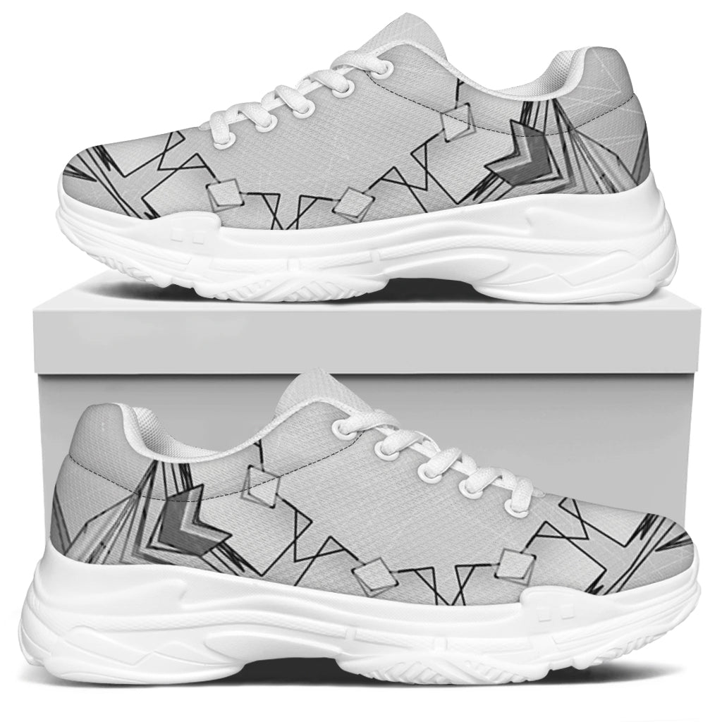 White Kaleidoscope Print White Chunky Shoes