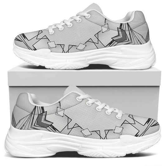 White Kaleidoscope Print White Chunky Shoes