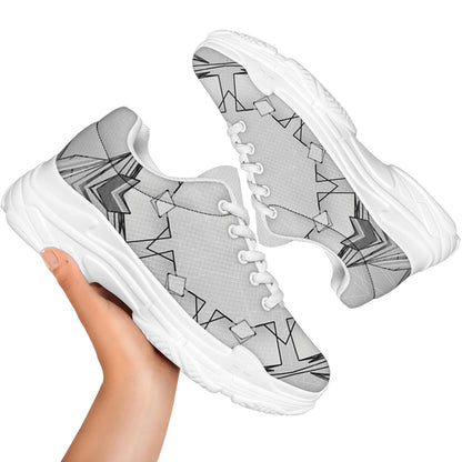 White Kaleidoscope Print White Chunky Shoes