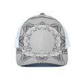 White Kaleidoscope Print White Mesh Trucker Hat