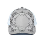 White Kaleidoscope Print White Mesh Trucker Cap