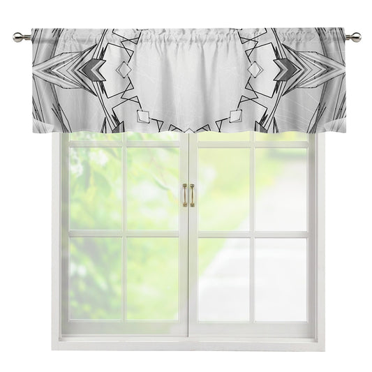 White Kaleidoscope Print Window Valance