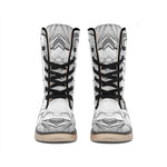 White Kaleidoscope Print Winter Boots