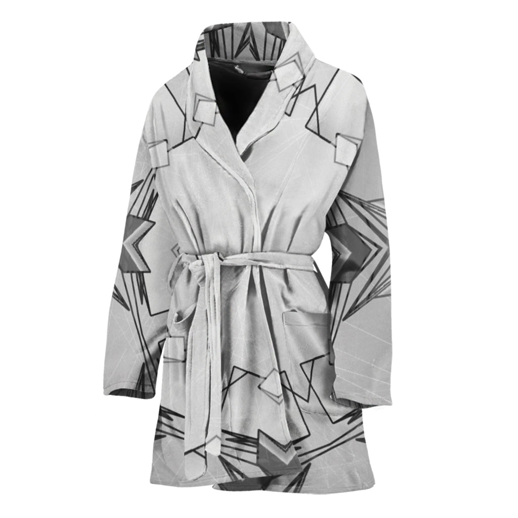 White Kaleidoscope Print Women's Bathrobe