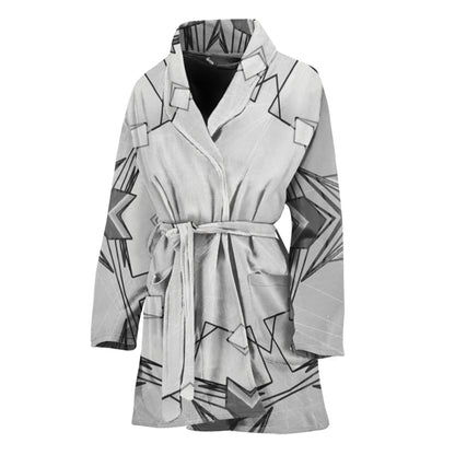 White Kaleidoscope Print Women's Bathrobe
