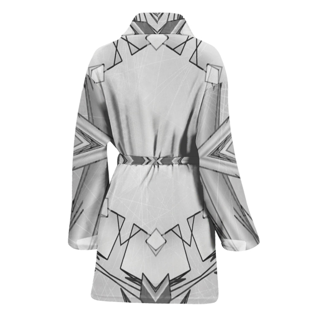 White Kaleidoscope Print Women's Bathrobe