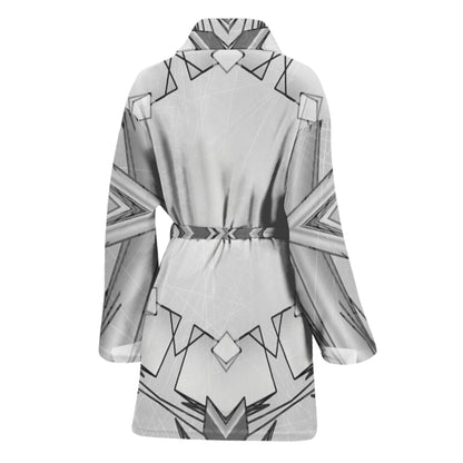 White Kaleidoscope Print Women's Bathrobe