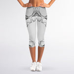 White Kaleidoscope Print Women's Capri Leggings