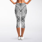 White Kaleidoscope Print Women's Capri Leggings