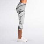 White Kaleidoscope Print Women's Capri Leggings