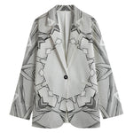 White Kaleidoscope Print Women's Cotton Blazer