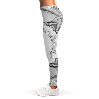 White Kaleidoscope Print Women's Leggings