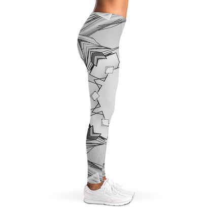 White Kaleidoscope Print Women's Leggings